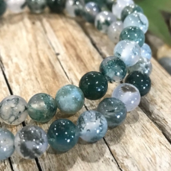 🆕New Moss Agate Quartz Gemstone Bracelet -8mm - Picture 3 of 3